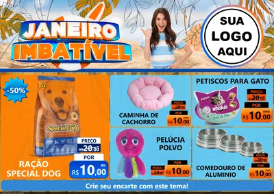 Modelo de Encarte para Encarte A4 Horizontal com o tema Janeiro Imbatível para Pet Shop