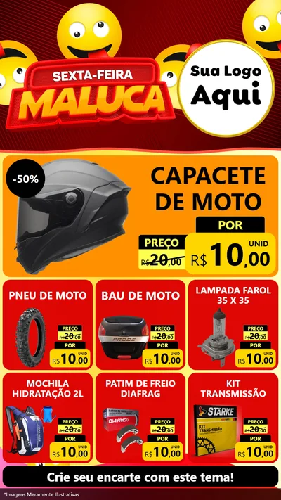 Modelo de Rede Social para Stories com o tema Sexta-feira Maluca para Moto peças