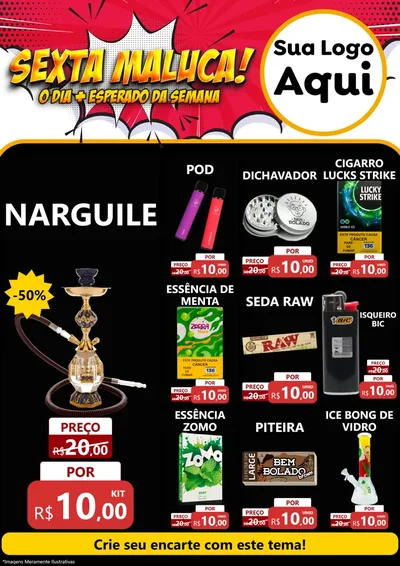 Modelo de Encarte para Encarte A4 Vertical com o tema Sexta Maluca! para Tabacaria
