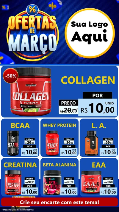 Modelo de Rede Social para Stories com o tema Ofertas de Março para Suplementos alimentares