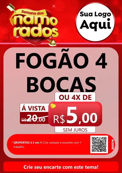 Modelo de Cartaz para Cartaz A4 Vertical com o tema Semana dos namorados para Móveis e Eletro