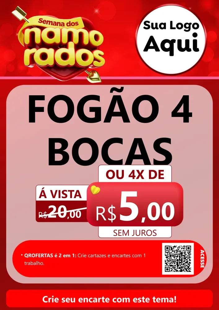 Modelo de Cartaz para Cartaz A4 Vertical com o tema Semana dos namorados para Móveis e Eletro