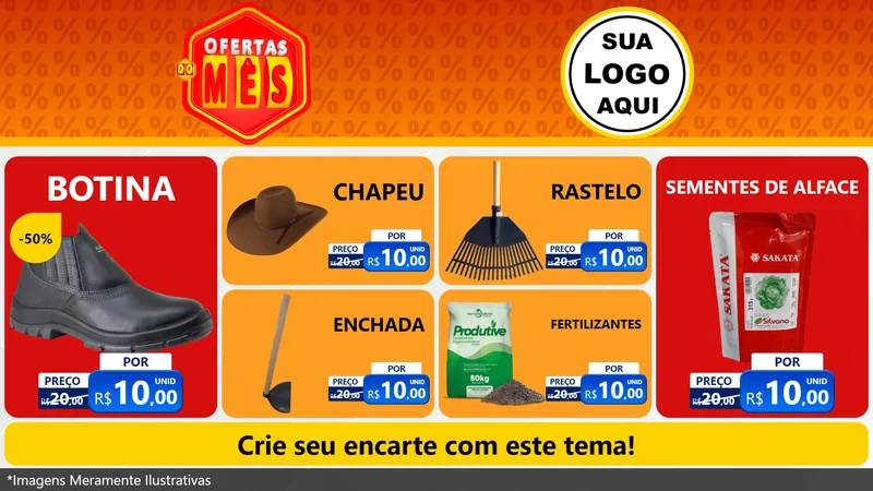 Modelo de TV para TV Horizontal com o tema Ofertas do Mês para Agropecuária