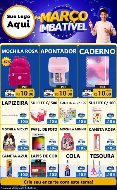 Modelo de Encarte para Encarte Grande com o tema Março Imbatível para Papelaria