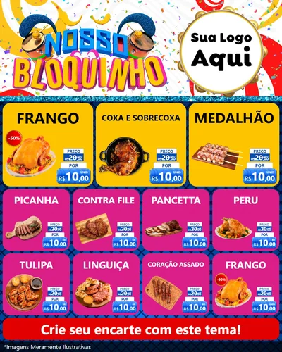 Modelo de Rede Social para Feed Instagram com o tema Nosso Bloquinho para Assados