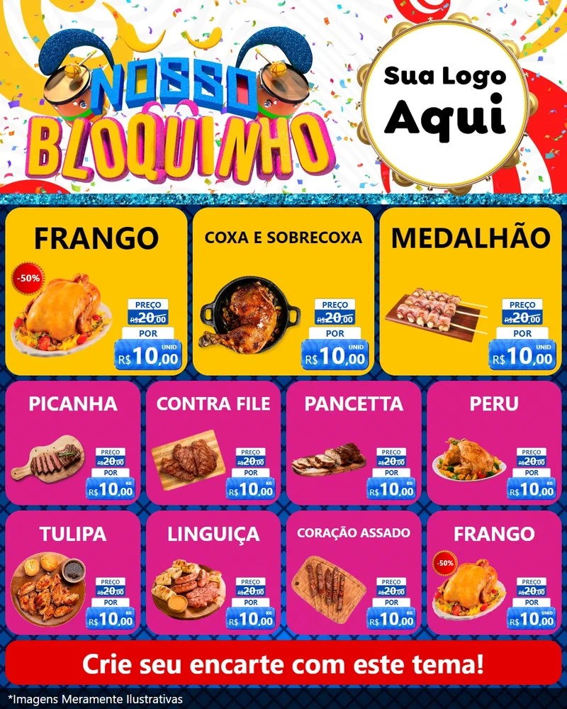 Modelo de Rede Social para Feed Instagram com o tema Nosso Bloquinho para Assados