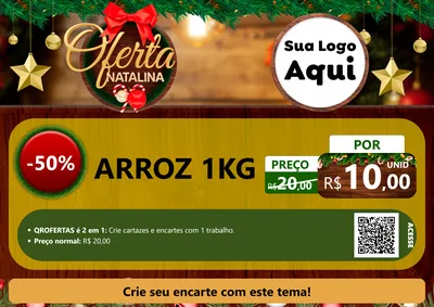 Modelo de Cartaz para Cartaz A4 Horizontal com o tema Ofertas Natalina para Supermercado