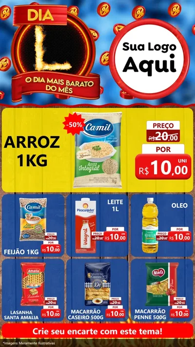 Modelo de Rede Social para Stories com o tema Dia L - O Dia Mais Barato Do Mês para Supermercado