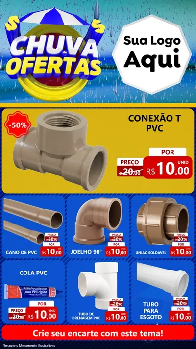 Modelo de Rede Social para Stories com o tema Chuva de Ofertas para Tubos e conexões