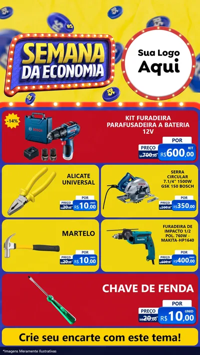 Modelo de TV para TV Vertical com o tema Semana da Economia para Maquinas e Ferramentas