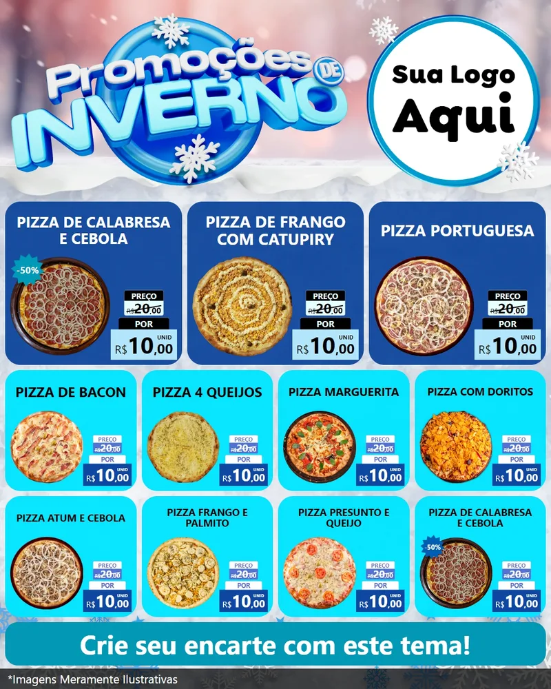 Modelo de Rede Social para Feed Instagram com o tema Promoções de Inverno para Pizzaria