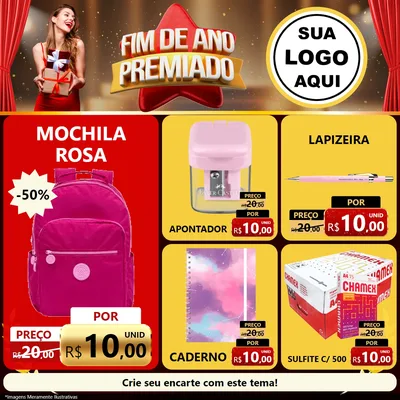 Modelo de Rede Social para Feed Facebook com o tema Fim de Ano Premiado para Papelaria