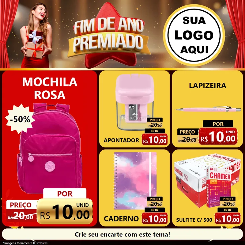 Modelo de Rede Social para Feed Facebook com o tema Fim de Ano Premiado para Papelaria