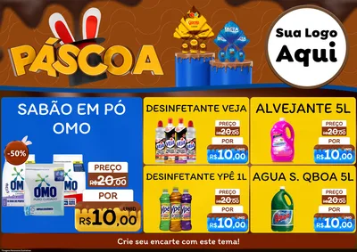 Modelo de Encarte para Encarte A4 Horizontal com o tema Páscoa para Produtos de Limpeza