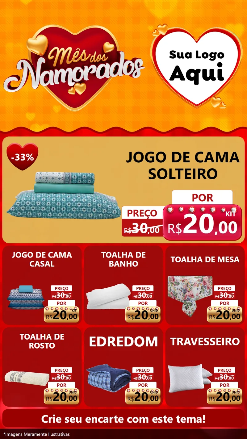 Modelo de Rede Social para Stories com o tema Mês dos Namorados para Cama, Mesa e Banho