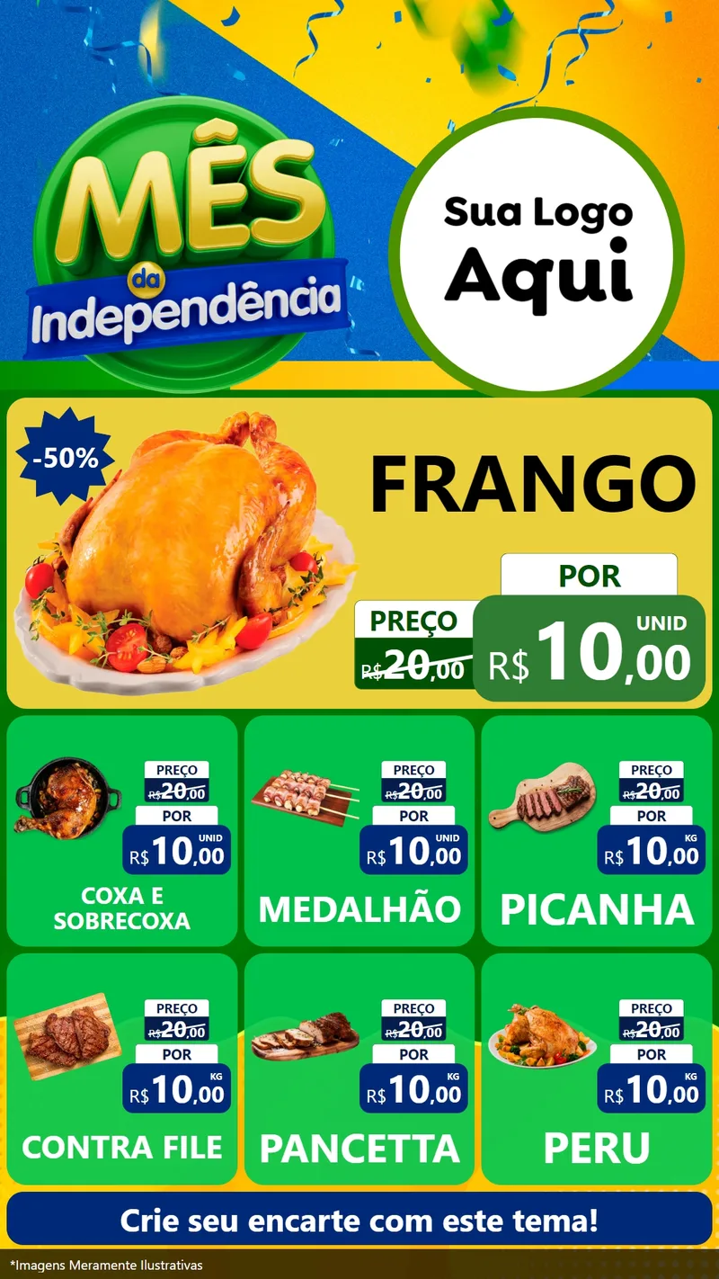 Modelo de Rede Social para Stories com o tema Mês da Independência para Assados