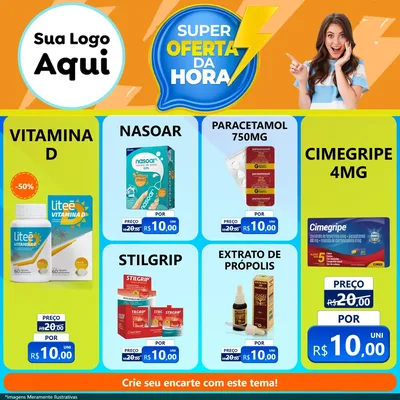 Modelo de Rede Social para Feed Facebook com o tema Super Oferta da Hora para Farmácia