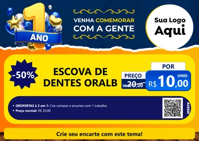 Modelo de Cartaz para Cartaz A4 Horizontal com o tema Um Ano de Aniversário para Higiene Pessoal