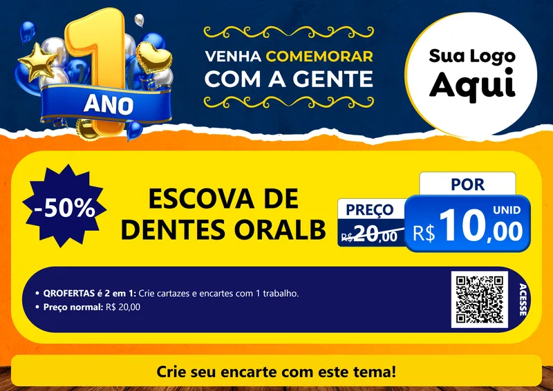 Modelo de Cartaz para Cartaz A4 Horizontal com o tema Um Ano de Aniversário para Higiene Pessoal