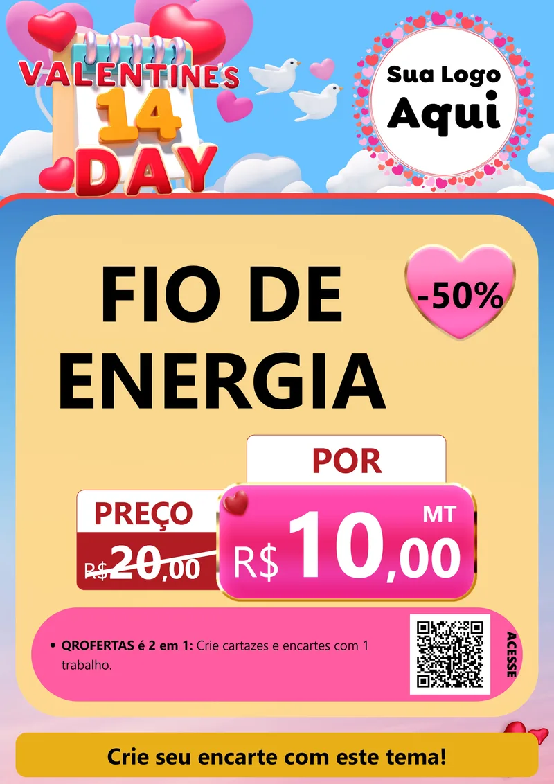 Modelo de Cartaz para Cartaz A4 Vertical com o tema Valentine's Day para Materiais Elétricos