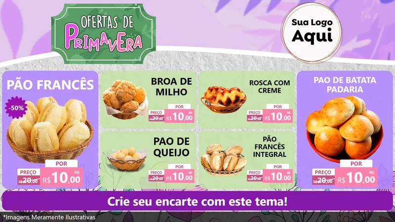 Modelo de TV para TV Horizontal com o tema Ofertas de Primavera para Padaria