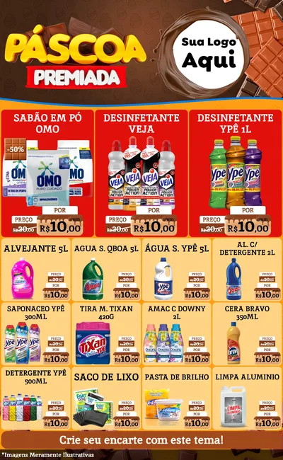 Modelo de Encarte para Encarte Grande com o tema Páscoa Premiada para Produtos de Limpeza