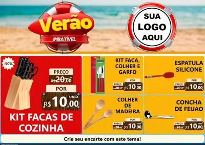 Modelo de Encarte para Encarte A4 Horizontal com o tema Verão Imbatível para Utilidades Domésticas