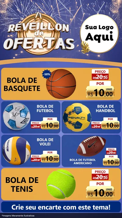 Modelo de TV para TV Vertical com o tema Réveillon de Ofertas para Artigos Esportivos