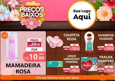 Modelo de Encarte para Encarte A4 Horizontal com o tema Primavera de Preços Baixos para Bebês