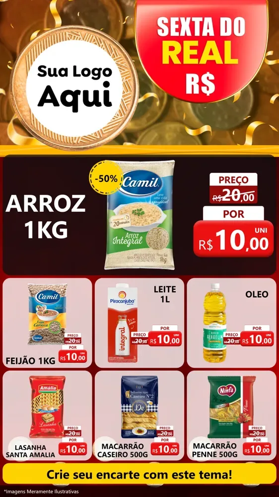 Modelo de Rede Social para Stories com o tema Sexta do Real para Supermercado