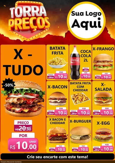 Modelo de Encarte para Encarte A4 Vertical com o tema Torra Preços para Hamburgueria
