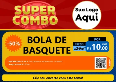 Modelo de Cartaz para Cartaz A4 Horizontal com o tema Super Combo para Artigos Esportivos