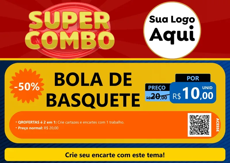 Modelo de Cartaz para Cartaz A4 Horizontal com o tema Super Combo para Artigos Esportivos