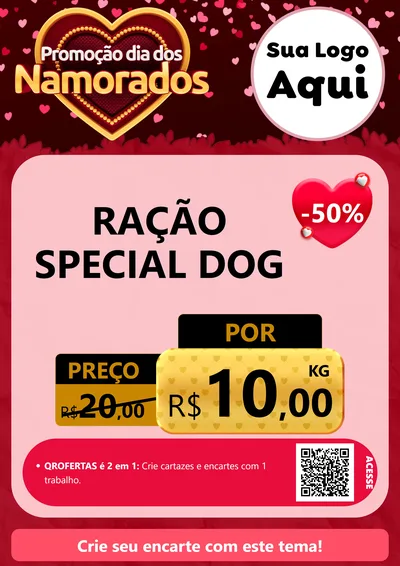 Modelo de Cartaz para Cartaz A4 Vertical com o tema Promoção Dia Dos Namorados para Pet Shop