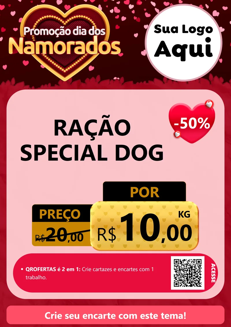 Modelo de Cartaz para Cartaz A4 Vertical com o tema Promoção Dia Dos Namorados para Pet Shop