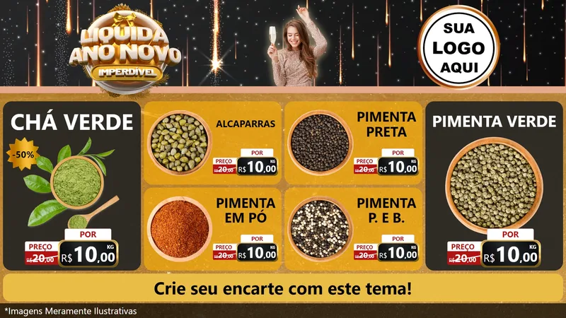 Modelo de TV para TV Horizontal com o tema Liquida Ano Novo Imperdível para Produtos Naturais