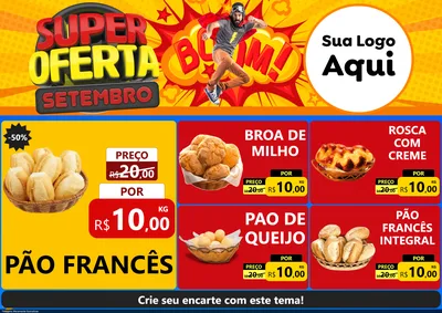 Modelo de Encarte para Encarte A4 Horizontal com o tema Super Oferta Setembro para Padaria