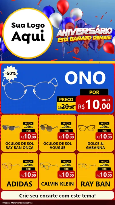 Modelo de Rede Social para Stories com o tema Aniversário para Óticas