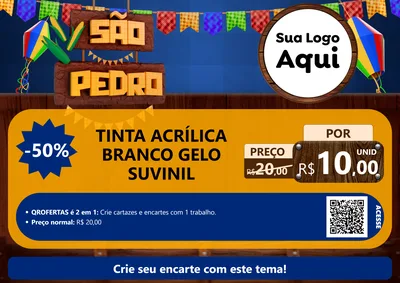 Modelo de Cartaz para Cartaz A4 Horizontal com o tema São Pedro para Tintas e Ferramentas