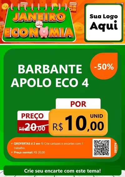 Modelo de Cartaz para Cartaz A4 Vertical com o tema Janeiro da Economia para Armarinho e Aviamentos