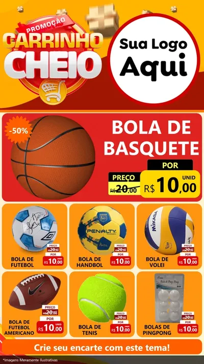 Modelo de Rede Social para Stories com o tema Promoção carrinho cheio para Artigos Esportivos