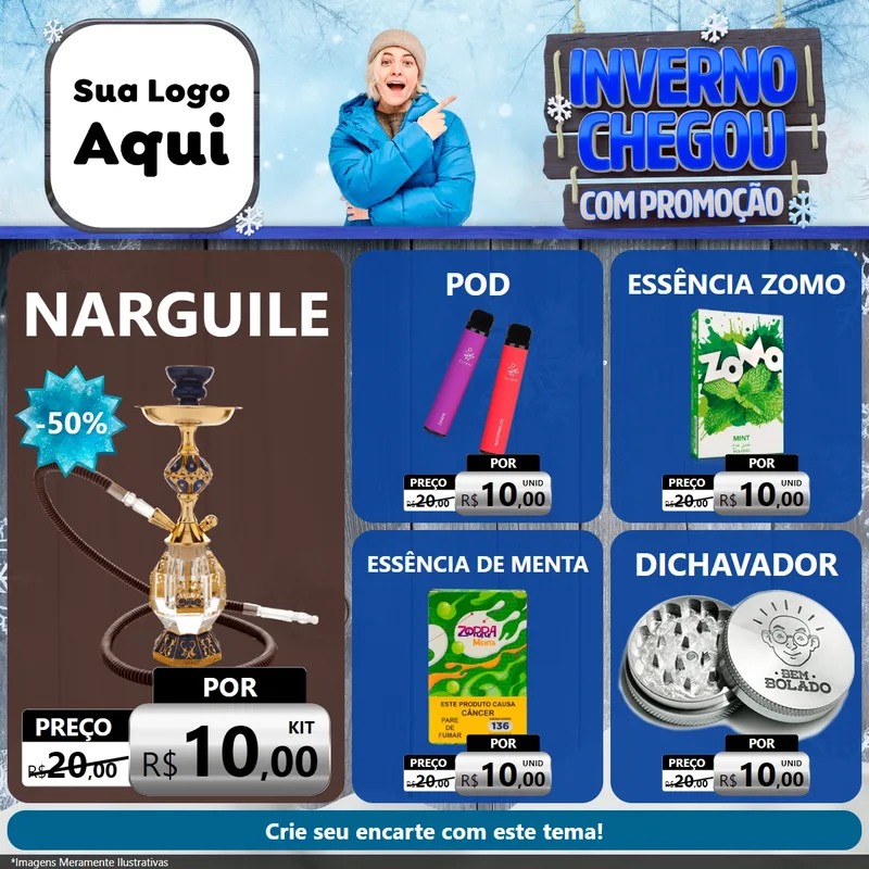 Modelo de Rede Social para Feed Facebook com o tema Inverno Chegou Com Promoção para Tabacaria