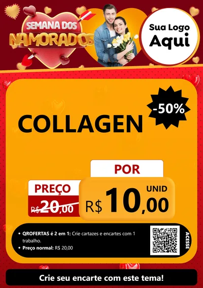 Modelo de Cartaz para Cartaz A4 Vertical com o tema Semana dos Namorados para Suplementos alimentares
