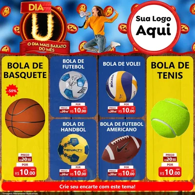 Modelo de Rede Social para Feed Facebook com o tema Dia U - O Dia Mais Barato Do Mês para Artigos Esportivos