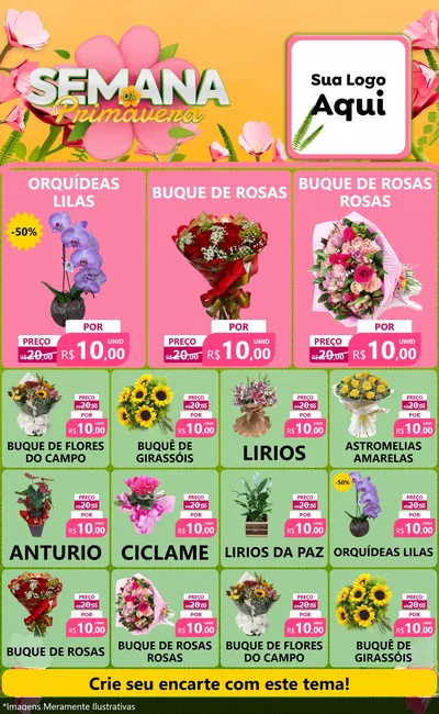 Modelo de Encarte para Encarte Grande com o tema Semana da Primavera para Floricultura e jardim