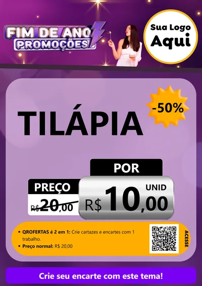 Modelo de Cartaz para Cartaz A4 Vertical com o tema Fim de Ano Promoções para Peixaria