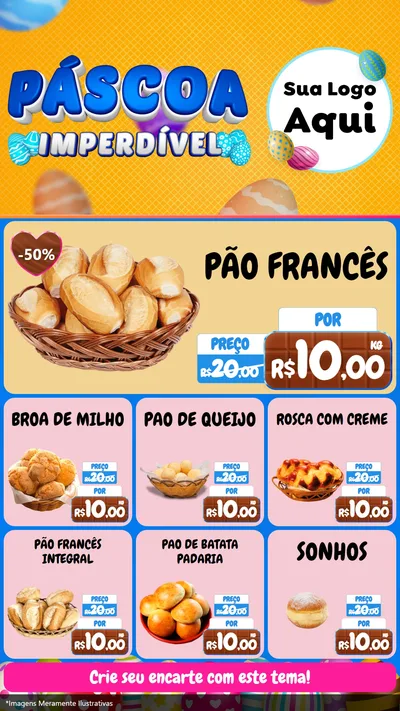 Modelo de Rede Social para Stories com o tema Páscoa Imperdível para Padaria