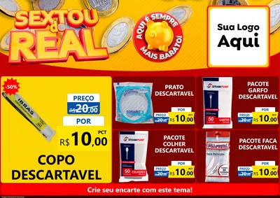 Modelo de Encarte para Encarte A4 Horizontal com o tema Sextou do Real para Embalagens
