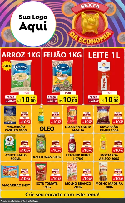 Modelo de Encarte para Encarte Grande com o tema Sexta da Economia para Supermercado