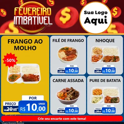Modelo de Rede Social para Feed Facebook com o tema Fevereiro Imbatível para Restaurante